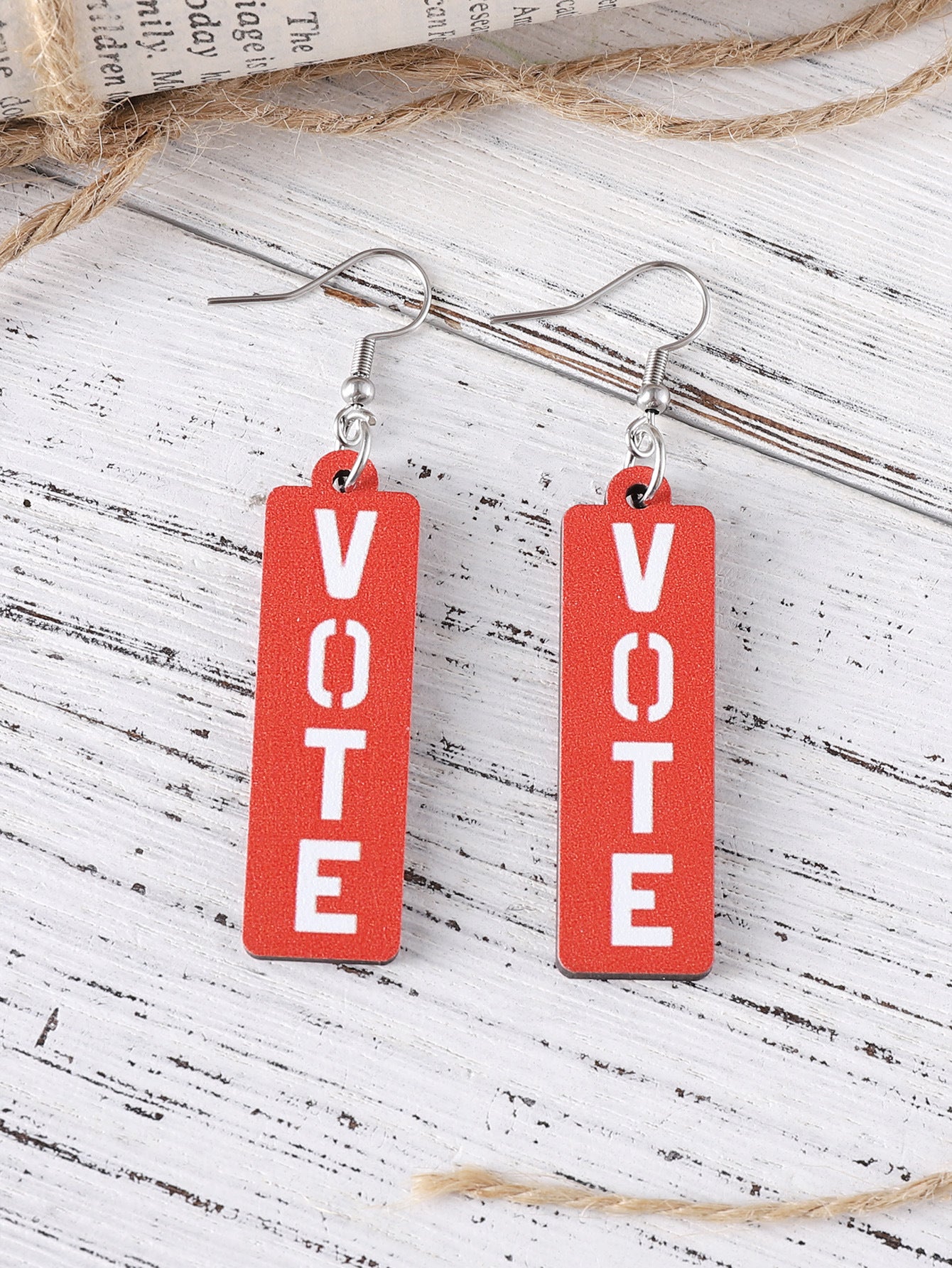 Wholesale Independence Day Personalized Double Sided Round Wooden Chip Earrings